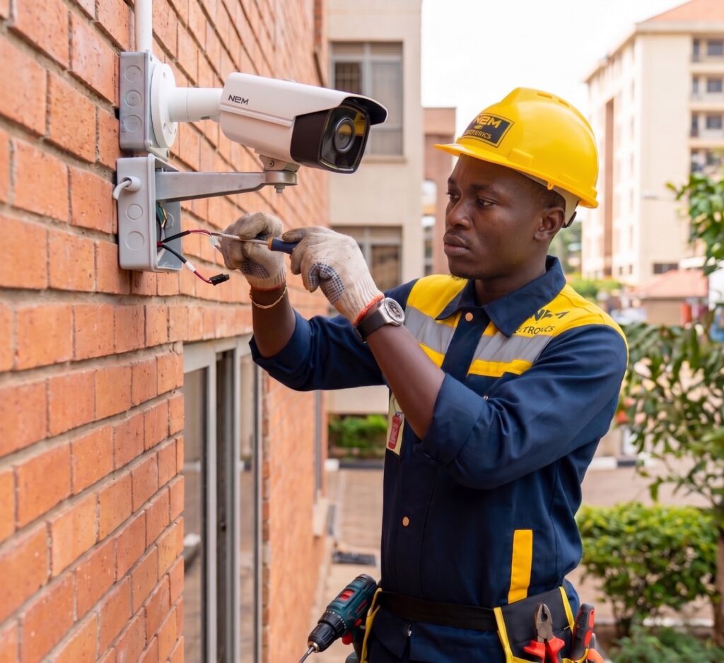 Caméra de vidéosurveillance IP haute définition installée par N2M Electronics à Dakar