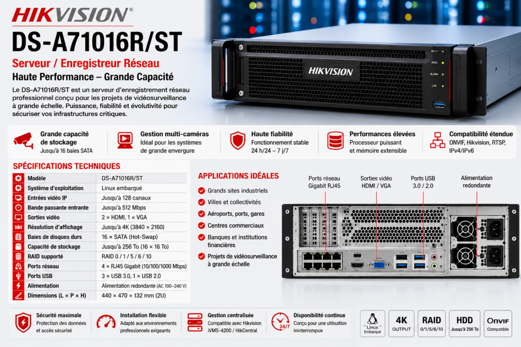 Serveur de stockage réseau Hikvision DS-A71016R/ST
